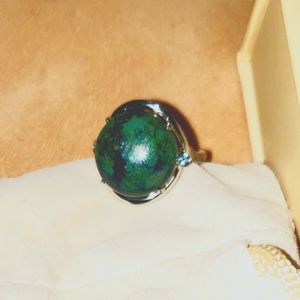 Generation Gemstone Round Azurite Sterling Silver Ring Size 9 NEW